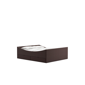 Cadre de lit incurvé Rye Sleep avec 4 tiroirs 150 x 200 cm, marron foncé