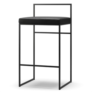 Tabouret de Bar Department avec Dossier 80 cm Noir/ Cuir Noir