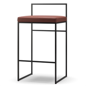 Tabouret de bar Department avec dossier 80 cm en cuir Noir/marron