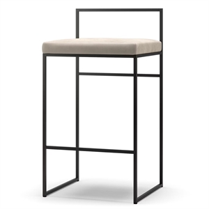 Tabouret de Bar Department avec Dossier 80 cm en Velours Noir/ Beige