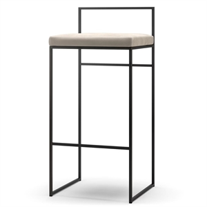 Tabouret de bar Department avec dossier 90 cm en velours Noir/ Beige