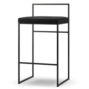 Tabouret de Bar Department avec Dossier 80 cm Noir/ Velours Noir