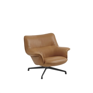 Muuto Doze Fauteuil Dossier Bas Cuir Affiné Cognac/Noir Anthracite