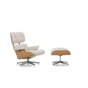 Fauteuil Vitra Eames avec Repose-pieds Châtaigne/01 Ivoire/Perle/ Aluminium