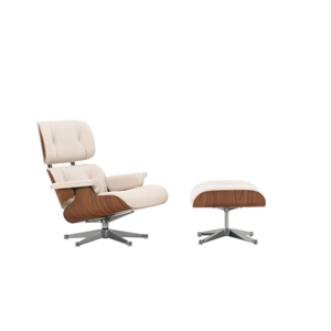 Fauteuil Vitra Eames avec Repose-pieds Noyer Naturel /72 Snow/ Aluminium