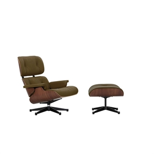 Fauteuil Vitra Eames avec Repose-pieds Noyer Foncé /58 Kaki/Noir Profond