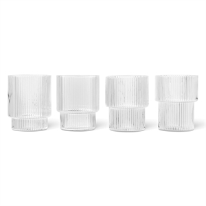 Ferm Living Lot de 4 Verres Ondulés Transparents