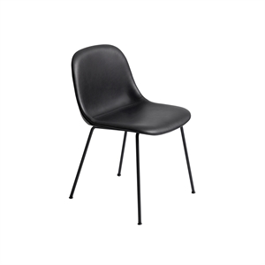 Chaise de Table à Manger en Fibre Muuto M. Base en Tube Muuto de Cuir Noir