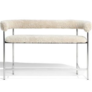 Møbel Copenhagen Font Canapé de Bar 75 cm Peau de Mouton Oyster/Cadre en Acier Poli