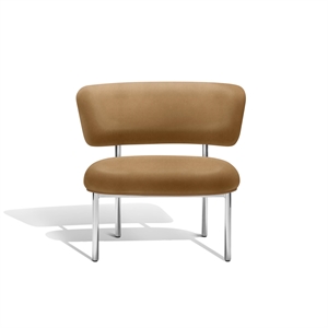 Møbel Copenhagen Font Fauteuil Dunes Cuir Cognac/Cadre en Acier Poli