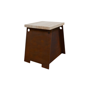 Table Frama 64 en Acier Corten/travertin