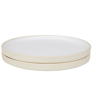 Lot de 2 Grand Assiettes en Céramique Blanc Frama Otto