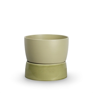 grand pot de fleurs bicolore de la collection Ro, vert artichaut