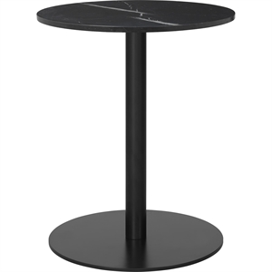 GUBI 1.0 Table à Manger Ronde Ø60 cm avec Base Noir et Plateau Marbre Marquina Noir