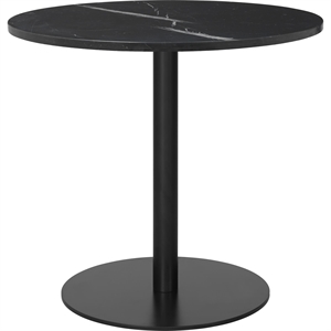 GUBI 1.0 Table à Manger Ronde Ø80 cm avec Base Noir et Plateau Marbre Marquina Noir