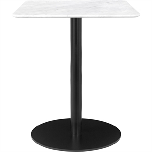 GUBI 1.0 Table à Manger 60 x 60 cm avec Base Noir et Plateau Marbre Carrare Blanc