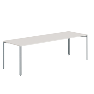 +Table Halle Grid 80x240 Coton Blanc/ Gris clair