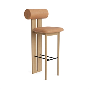 Tabouret de Bar Hippo NORR11 H75 Chêne naturel/Camel 21004