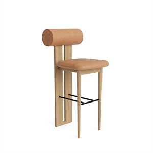 Tabouret de Bar Hippo NORR11 H65 Chêne naturel/Camel 21004