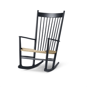 Fredericia Furniture J16 Chaise à Bascule Chêne Laqué Noir/Fil de Papier