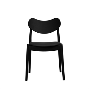 Chaise de salle à manger hybride Ro Collection, assise rembourrée, chêne laqué noir/cuir marron foncé