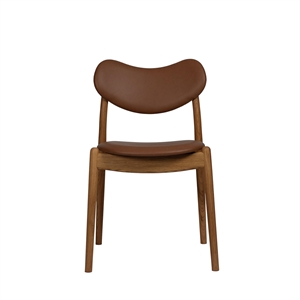 Chaise de salle à manger hybride de la collection Ro, tapissée en chêne huilé et cuir Calvados
