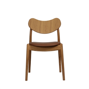 Chaise de salle à manger hybride Ro Collection, assise rembourrée, chêne huilé/cuir Calvados