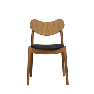 Chaise de salle à manger hybride Ro Collection, assise rembourrée, chêne huilé/cuir Noir