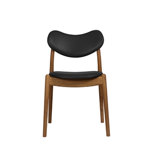 Chaise de salle à manger hybride Ro Collection, tapissée en chêne huilé et cuir Noir