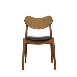 Chaise de salle à manger hybride Ro Collection, assise rembourrée, chêne huilé/cuir marron foncé
