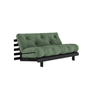 Canapé-lit Karup Roots avec Matelas Roots 160x200 Vert Olive/ Laqué Noir