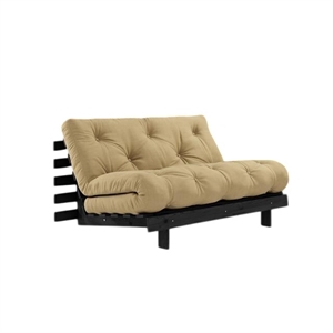 Canapé-lit Karup Roots avec Matelas Roots 140x200 Beige blé/Laqué Noir