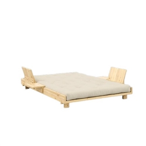 Canapé-lit Karup Social avec 2 Dossiers, Tables D'appoint et Matelas 140x200 Beige/ Brut
