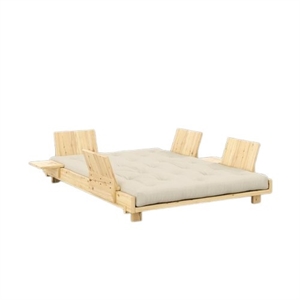 Canapé-lit Karup Social avec 4 Dossiers, Tables D'appoint et Matelas 140x200 Beige/ Brut