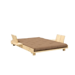 Canapé-lit Karup Social avec 2 Dossiers, Tables D'appoint et Matelas 140x200 Mocca/Brut
