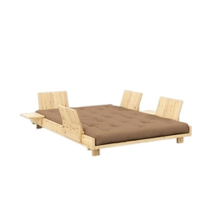 Canapé-lit Karup Social avec 4 Dossiers, Tables D'appoint et Matelas 140x200 Mocca/Brut