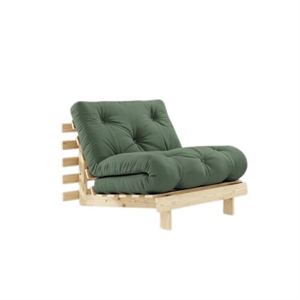Canapé-lit Karup Roots avec Matelas 90x200 756 Vert Olive/brut