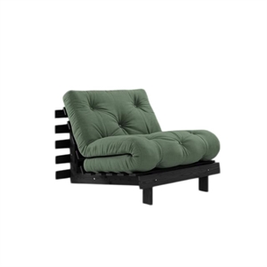 Canapé-lit Karup Roots avec Matelas 90x200 Noir Nuit/ Vert Olive