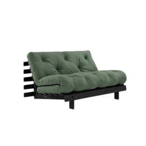 Canapé-lit Karup Roots avec Matelas Roots 140x200 Vert Olive/ Laqué Noir