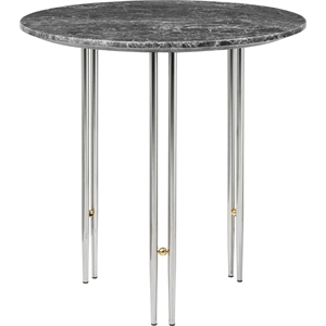 GUBI IOI Table Basse Ronde Ø50 cm avec Base Chrome et Plateau Marbre Emperador Gris