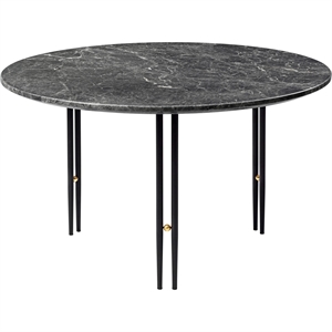 GUBI IOI Table Basse Ronde Ø70 cm avec Base Noir et Plateau Marbre Emperador Gris