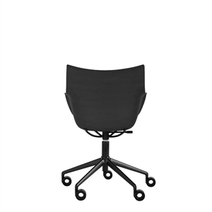 Kartell Q/Wood Chaise de Bureau Noir/Bois Noir avec Rembourrage Noir