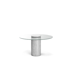 Karakter Castore Table de Salle à Manger Ø130 Marbre Bianco Carrara/Verre Transparent