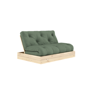 Canapé-lit rabattable Karup Design avec matelas 140x200 vert olive/laqué transparent