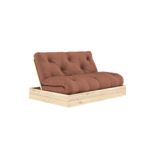Canapé-lit rabattable Karup Design avec matelas 140 x 200 cm, marron argile/laqué transparent