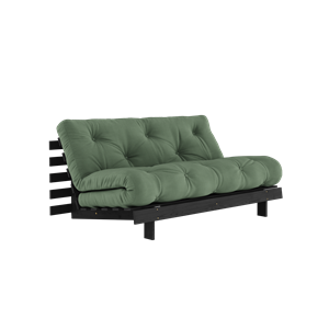 Karup Design Canapé Lit Roots Avec Matelas Roots 160x200 Vert Olive/ Laqué Noir