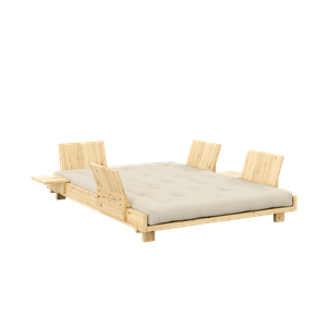 Karup Design Social Canapé-lit avec 4 Pcs. Dossier, Tables D'appoint & Matelas 140x200 Beige/ Laqué Incolore