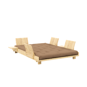 Karup Design Social Canapé-lit avec 4 Pcs. Dossier, Tables D'appoint et Matelas 140x200 Mocca/Laqué Clair