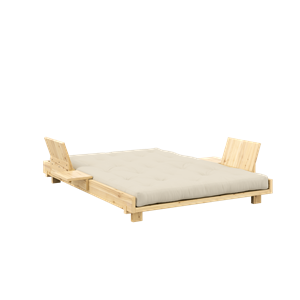 Karup Design Social Canapé-lit avec 2 Pcs. Dossier, Tables D'appoint & Matelas 140x200 Beige/ Laqué Incolore