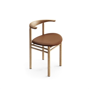 Nikari Linea Collection RMT3 Chaise de Table à Manger Bois de Frêne Teinté en Couleur Chêne/Cuir Elmosoft 33004
